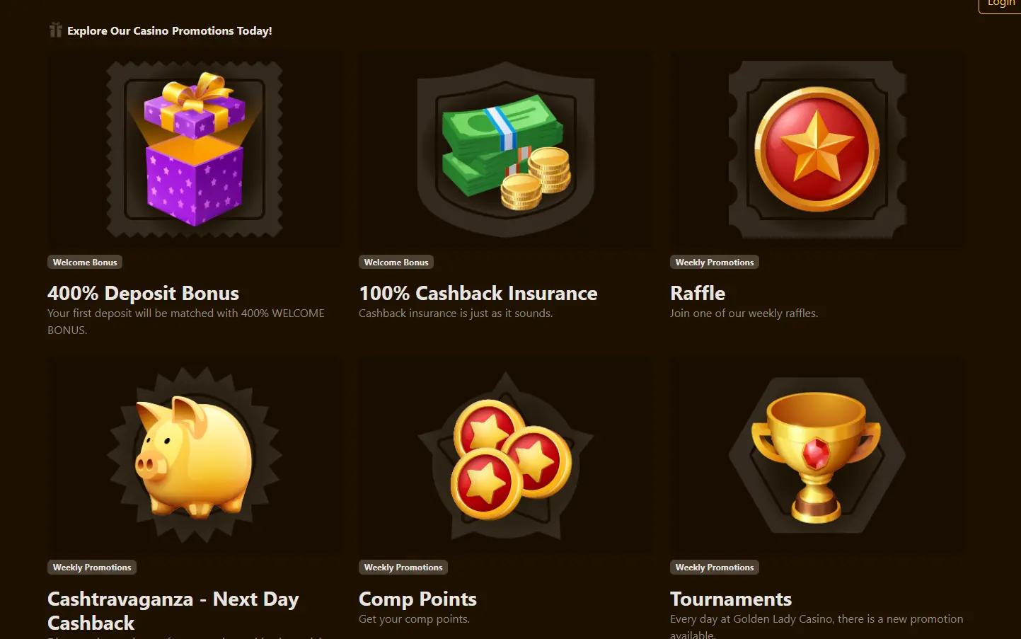 Golden Lady Casino uvítací bonus 665 % až 3 325 dolarů a 50 otočení zdarma
